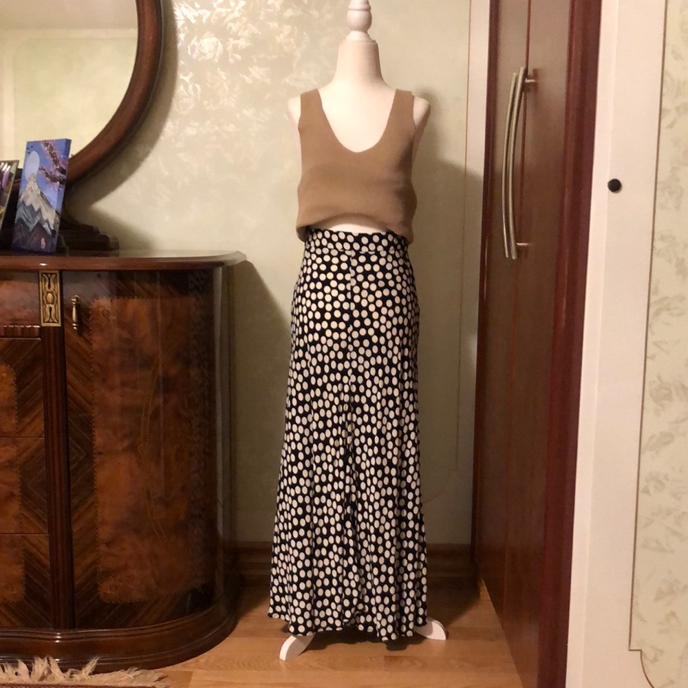 ZARA Polka Dot Floor Length Skirt with Slightly Flared Bottom
